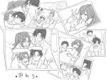  2boys 2girls alternate_hairstyle comic eroe family father_and_daughter father_and_son formal hasumi_souji_(eroe) husband_and_wife igarashi_kyou_(eroe) kindergarten_uniform monochrome mother_and_daughter mother_and_son multiple_boys multiple_girls original photo_(object) ponytail pregnant short_hair suit translated v 