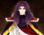  1boy cape earrings epaulettes jewelry jojo_no_kimyou_na_bouken kars_(jojo) long_hair naitomea-naito purple_hair solo tiara 