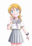  1girl blonde_hair green_eyes highres kousaka_kirino long_hair official_style ore_no_imouto_ga_konna_ni_kawaii_wake_ga_nai sakaki_youma school_uniform scrunchie serafuku 