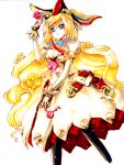  1girl alternate_color blonde_hair blue_eyes breasts capelet cleavage commentary_request dress elphelt fingerless_gloves gloves guilty_gear guilty_gear_xrd hat long_hair player_2 solo veil very_long_hair yuuwaki 