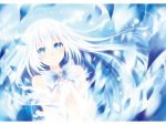  1girl blue_eyes date_a_live hands_on_own_chest highres long_hair spoilers tagme tobiichi_origami tsunako white_hair 