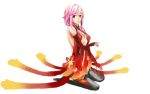  1girl bare_shoulders black_legwear breasts center_opening cleavage detached_sleeves elbow_gloves fingerless_gloves gloves guilty_crown hair_ornament hairclip long_hair looking_at_viewer navel pink_hair red_eyes solo thigh-highs twintails yuzuriha_inori 