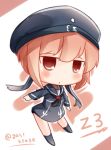  1girl brown_eyes brown_hair chibi gasuto_(kamikami) hat kantai_collection looking_at_viewer sailor_dress sailor_hat short_hair sketch solo z3_max_schultz_(kantai_collection) 