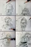  chibi comic monochrome pencil photo seo_tatsuya shameimaru_aya touhou translation_request 