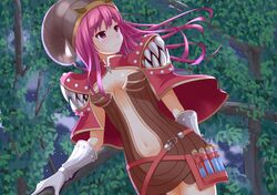  1girl arm_behind_back cape creator gloves headgear kurohachiboku long_hair purple_hair ragnarok_online solo violet_eyes 