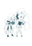  2girls ahri animal_ears arm_up breasts fkey fox_ears fox_tail large_breasts league_of_legends leona_(league_of_legends) long_hair monochrome multiple_girls tail 