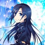  1boy blue_eyes blue_hair gloves kirito kirito_(sao-ggo) kousou_(zume-zume) long_hair smile sword_art_online trap 