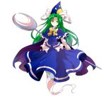 1girl alphes_(style) bow cape dairi ghost_tail green_eyes green_hair hat highres long_hair mima parody shirt skirt staff style_parody touhou touhou_(pc-98) transparent_background wizard_hat 