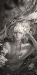  1boy absurdres berserk greyscale griffith highres hunsay long_hair monochrome solo 