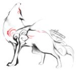  amaterasu howling mel/a no_humans ookami_(game) signature solo wolf 