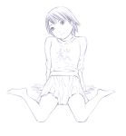  1girl barefoot monochrome original short_hair sketch skirt solo traditional_media yoshitomi_akihito 