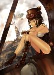  1girl black_hair blue_eyes breasts cat cleavage goggles hat highres original short_hair shorts single_glove solo steampunk steampunk_(liarsoft) youcapriccio 