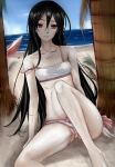  beach bikini black_hair highres long_hair nonoririn ocean original red_eyes swimsuit 