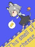  1girl animal_ears cheese crazy_eyes deformed grey_hair ishimu mouse mouse_ears mouse_tail nazrin red_eyes saliva spoken_object tail touhou 