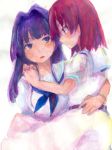  2girls blue_hair blush hirose_sumire hiyo_kotori long_hair miyanaga_teru multiple_girls redhead saki short_hair yuri 