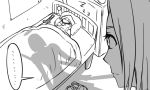  1boy 1girl admiral_(kantai_collection) bed comic kantai_collection matsuda_chiyohiko monochrome shadow sleeping sword tatsuta_(kantai_collection) tonda weapon zzz 