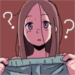  1girl ? ammonio brown_hair holding_shorts long_hair lowres original shorts 