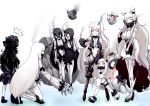  aircraft_carrier_hime battleship-symbiotic_hime floating_fortress_(kantai_collection) horns isolated_island_oni kantai_collection long_hair midway_hime multiple_girls northern_ocean_hime ogawa-syou pale_skin red_eyes seaport_hime shinkaisei-kan torn_clothes white_hair 