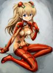  1girl blue_eyes blush breasts hair_ornament hiro1984 long_hair neon_genesis_evangelion orange_hair plugsuit revision shikinami_asuka_langley sitting solo souryuu_asuka_langley test_plugsuit twintails 