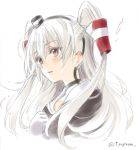  1girl amatsukaze_(kantai_collection) brown_eyes gloves hair_tubes kantai_collection long_hair natsupa school_uniform serafuku silver_hair tears twintails 