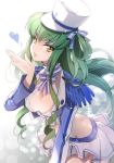 1girl breasts c.c. cleavage code_geass creayus green_hair hat long_hair skirt 