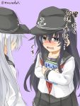  2girls akatsuki_(kantai_collection) blue_eyes blue_hair hibiki_(kantai_collection) kantai_collection multiple_girls musouzuki school_uniform serafuku silver_hair tears translated 