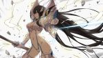  black_hair blue_eyes cropped gloves highres junketsu kill_la_kill kiryuuin_satsuki long_hair md5_mismatch midriff mushiboy solo sword tagme very_long_hair wallpaper weapon 