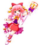 artist_request belt boots bow hair_bow kneehighs magical_girl mortar_mixer_(ole_tower) ole_tower pink_hair ribbon skirt staff 