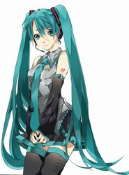  1055 aqua_eyes aqua_hair hatsune_miku headset highres long_hair necktie smile twintails vocaloid 