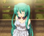  1girl aqua_hair closed_eyes dress hatsune_miku headphones highres long_hair open_mouth solo vocaloid yuzuki_kei 