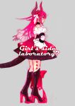  1girl dragon_tail fate/extra fate/extra_ccc fate_(series) high_heels horns lancer_of_red milkma2 redhead ribbon side_view simple_background smile tail 
