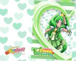  1girl blush choker cure_march green_eyes green_hair heart hearts kawamura_toshie long_hair magical_girl midorikawa_nao ponytail precure smile smile_precure! tri_tails wallpaper 