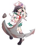  1girl alphes_(style) anchor black_hair broken dairi green_eyes hat murasa_minamitsu neckerchief open_mouth parody sailor sailor_collar sailor_hat short_hair simple_background solo style_parody tears torn_clothes touhou white_background 