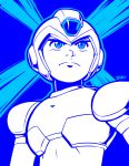  android blue flat_color helmet kaigetsudo monochrome rockman rockman_x solo x_(rockman) 