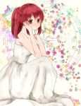  aino_megumi bare_shoulders dress hands_on_cheeks happinesscharge_precure! long_hair red_eyes redhead smile 