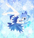  blue_eyes blue_hair bow cirno feet hair_bow highres lazard_eve md5_mismatch short_hair touhou wings yoitsukishin 