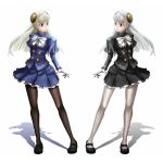  bow capcom capcom_fighting_evolution eto gloves hairpods ingrid legs long_hair mary_janes pantyhose player_2 red_eyes shadow shoes simple_background skirt symmetry white_hair 