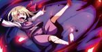  :d blonde_hair fang fire hair_ribbon kumadano open_mouth outstretched_arms red_eyes ribbon rumia short_hair smile solo spread_arms touhou wisp 