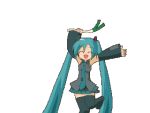  animated animated_gif aqua_hair arms_up dancing detached_sleeves gif hatsune_miku long_hair lowres necktie simple_background skirt smile solo spring_onion thigh-highs thighhighs twintails vocaloid wunimo zettai_ryouiki 