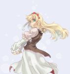  blonde_hair blue_eyes braid flower hair_flower hair_ornament long_hair mi_(pixiv) miho_(mi) red_rose rose shirley_fennes tales_of_(series) tales_of_legendia white_background 