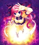  hair_bow halloween looking_up narumi_(blue_monday) open_mouth original pink_hair purple_eyes skirt solo star thigh-highs thighhighs twintails violet_eyes wrist_cuffs 