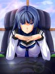  blue_hair glaring grin kampfer kazuhiro_(tiramisu) reflection sangou_shizuku school_uniform smile sufingo 