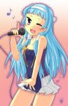  blue_hair framboosi headband hime_cut kannagi long_hair microphone nagi singing solo violet_eyes wink 