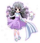  animated_gif arm_warmers blush bunny_slippers chikkuru floating flower gaia_online gif glowing grey_eyes grey_hair head_wings head_wreath jewelry long_hair necklace open_mouth pet petals rose scarf slippers socks white_rose 