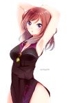  1girl absurdres armpits breasts china_dress chinese_clothes cleavage highres looking_at_viewer love_live!_school_idol_project nishikino_maki solo tbd11 violet_eyes 