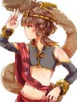  1girl bare_shoulders breasts brown_eyes brown_hair crown detached_sleeves mataichi_matarou monkey_tail monkey_wrench_(ole_tower) ole_tower profile short_hair solo tail 