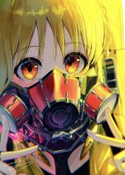  1girl absurdres blonde_hair bocchi_the_rock! brown_eyes close-up dated highres ijichi_nijika long_hair looking_at_viewer respirator seisyuntarotto side_ponytail signature solo 