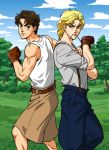  2boys boxing_gloves dio_brando jojo_no_kimyou_na_bouken jonathan_joestar multiple_boys negu_(geneg) official_style 