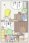  2girls chair comic cup daiyousei fujiko_f_fujio_(style) heart karimei lily_white lowres multiple_girls side_ponytail slippers table touhou translation_request wings 
