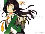  1girl bag black_hair grin necktie niwa official_art ore_wa_mada_koi_ni_ochite_inai school_uniform smile tadokoro_eimi wallpaper 